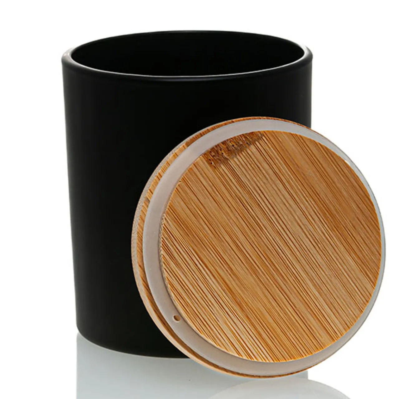 Sale Jar Store Matte Black Colored Candle Jar - 14.5 oz with Bamboo Lid | 12 Pack