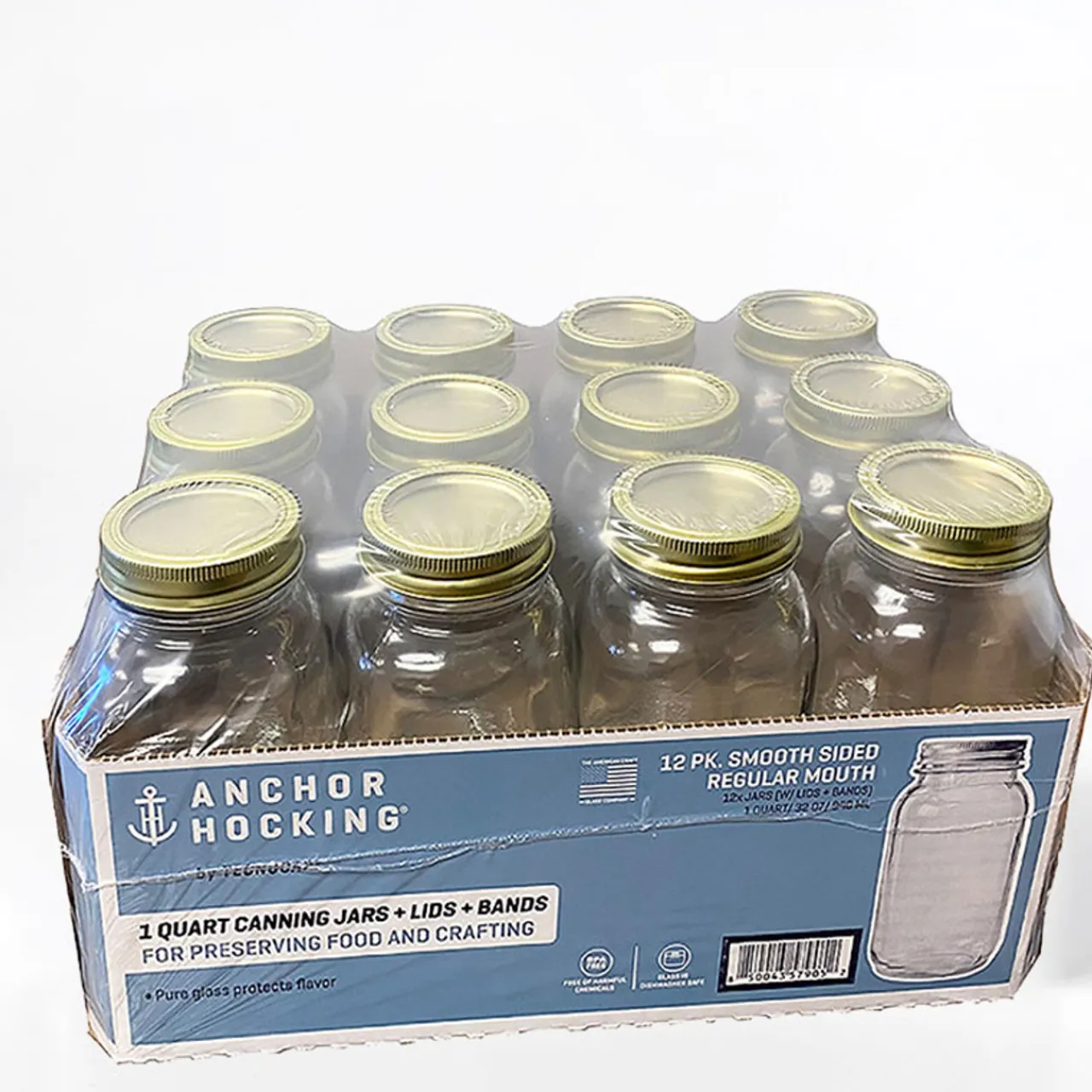 Cheap Jar Store 32 oz Anchor Canning Jar with 2 Piece Lid | 12 Pack